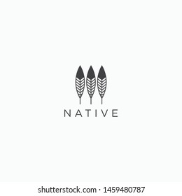 Native Feather Logo Icon Design Template flat Vector