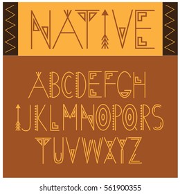 Native Font Symbol Icon Alphabet A Through Z. An Interpretation Of Native American Or Aboriginal Writing. EPS 10 Vector.