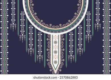 Native Geometric Ethnic Neckline Pattern. Embroidery decoration oriental textile fabric neck design for fabric, clothing, fashion women, necklace.