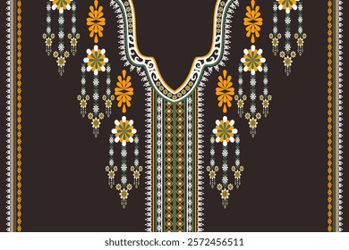 Native Geometric Ethnic Pattern. Traditional Neckline embroidery design. Necklace oriental tribal texture for fashion women, clothing.