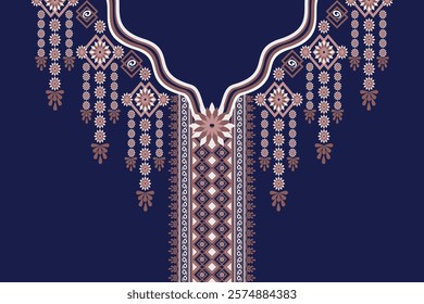 Native Geometric Ethnic Pattern. Traditional Neckline embroidery design. Necklace oriental tribal texture for fashion women, clothing.