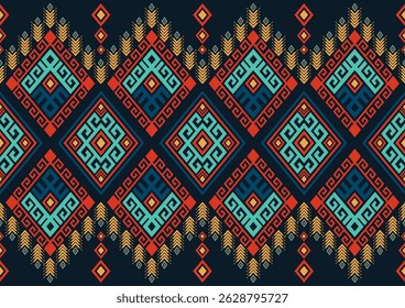 Native geometric ethnic pattern vector dark tone background graphic design for clothing, home decoration, carpet, fabric. Traditional border graphic eps10 vector.