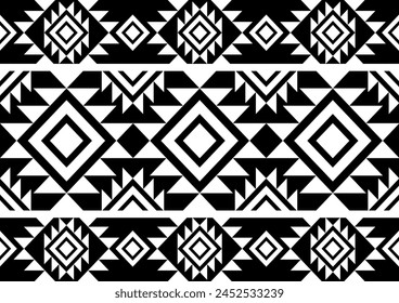 native geometric pattern vector vintage style 2 tone  black and white graphic design for clothing, home decoration, carpet, fabric. 