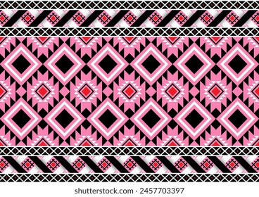 Native geometric pattern vector vintage style  black pink graphic design for clothing, home decoration, carpet, fabric.  