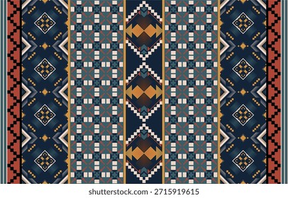 Patrones geométricos nativos, patrones sin costuras, patrones navajos, diseño textil, ropa, fondo.