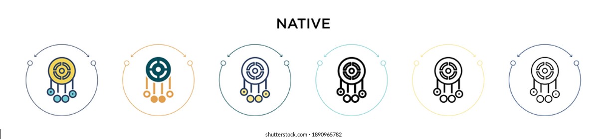 Native icon in filled, thin line, outline and stroke style. Vector illustration of two colored and black native vector icons designs can be used for mobile, ui, web