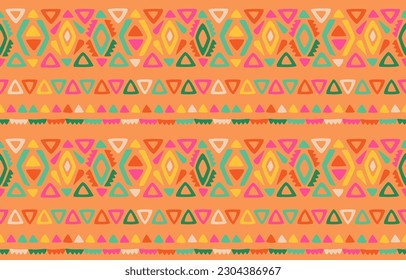 Native Ikat seamless pattern. Vector geometric Tribal African Indian traditional embroidery background. Bohemian fashion. Ethnic fabric carpet batik ornament chevron textile decoration wallpaper