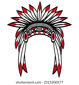 Native Indian American Hat Headdress Vector Illustration