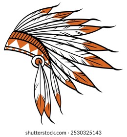 Native Indian American Hat Headdress Vector Illustration