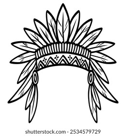 Native Indian American Hat Headdress Vector Illustration