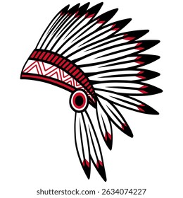 Native Indian American Headdress Hat Vector Illustration