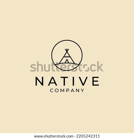 native indian camp badge logo vector icon template design