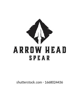 Native Indian Spear Arrowhead for Hunting, Hunter Vintage and Hipster Logo Design vector illustration
