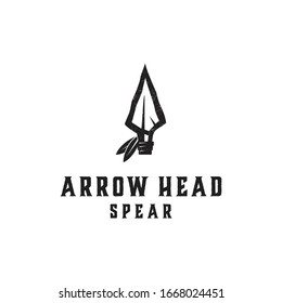 Native Indian Spear Arrowhead for Hunting, Hunter Vintage and Hipster Logo Design vector illustration