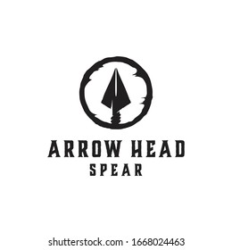 Native Indian Spear Arrowhead For Hunting, Hunter Vintage And Hipster Logo Design Vector Illustration