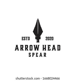 Native Indian Spear Arrowhead for Hunting, Hunter Vintage and Hipster Logo Design vector illustration