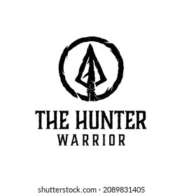 Native Indian Spear Arrowhead for Hunting, Hunt, Hunter Vintage Grunge Retro Hipster Logo Design