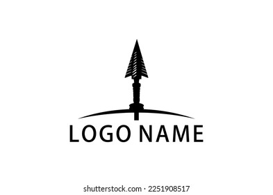 Native Indian Spear Arrowhead for Hunting, Hunt, Hunter Vintage Grunge Retro Hipster Logo Design