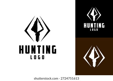 Indische Speer Pfeilspitze für die Jagd Vintage Grunge Retro Hipster Logo Design.
