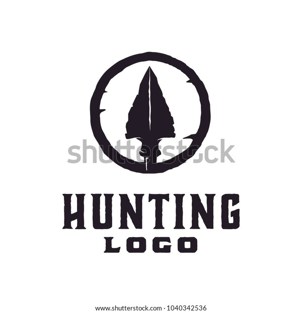 Native Indian Spear Arrowhead\
for Hunting, Hunt, Hunter Vintage Grunge Retro Hipster Logo Design\
