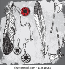 native indians feathers and other traditional elements