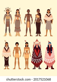 native indigenous people ethnical cartoon