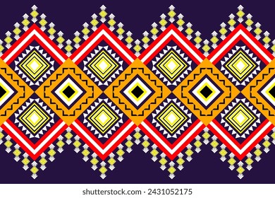 native indigo ethnic Ikat Oriental ethnic seamless pattern traditional background Design for carpet,wallpaper,clothing,wrapping,batik,fabric,Vector illustration embroidery style.