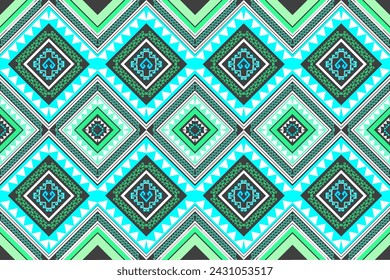 native indigo ethnic Ikat Oriental ethnic seamless pattern traditional background Design for carpet,wallpaper,clothing,wrapping,batik,fabric,Vector illustration embroidery style.