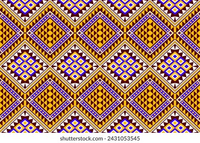 native indigo ethnic Ikat Oriental ethnic seamless pattern traditional background Design for carpet,wallpaper,clothing,wrapping,batik,fabric,Vector illustration embroidery style.