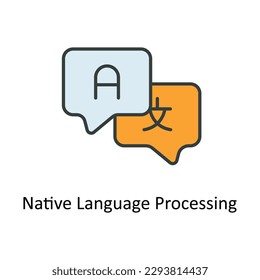 Native Language Processing  Vector   Fill outline Icons. Simple stock illustration stock