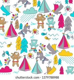 Native little bears kids pattern
