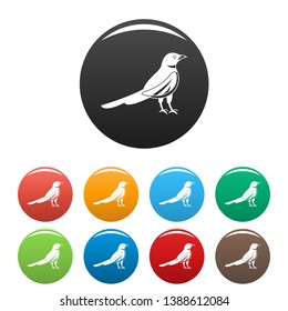 Native magpie icons set 9 color vector isolated on white for any design