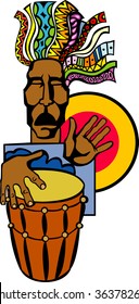 The native man playing a drum