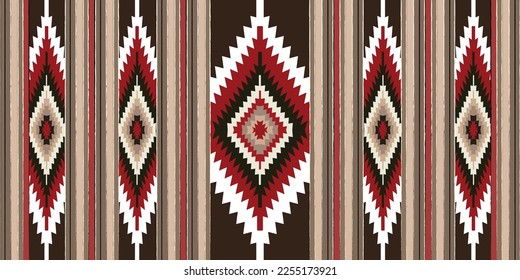 Arte de ikat abstracto étnico. Patrón sin foco en el estilo tribal, popular y mexicano. Impresión de adorno de arte geométrico azteca.Diseño de alfombras, papel pintado, ropa, envoltura, tela, cubierta,