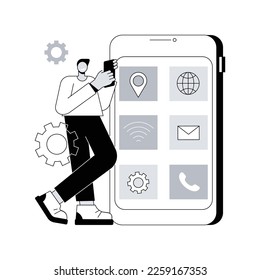 Native mobile app abstract concept vector illustration. Smartphone application, programming language, operating system, online store, marketplace, web browser, software abstract metaphor.