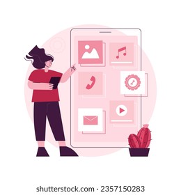 Native mobile app abstract concept vector illustration. Smartphone application, programming language, operating system, online store, marketplace, web browser, software abstract metaphor.