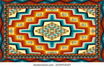 Native Navajo American Southwestern  Pattern Textile Fabric Tribal Southwest Aztec navajo culture , Pink color for wallpaper,decoration,fashion,background ,carpet, rug, blanket, Area Rugs  