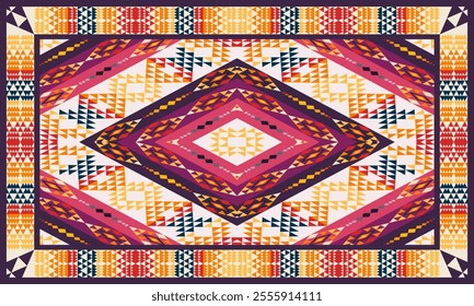 Native Navajo American Southwestern  Pattern Textile Fabric Tribal Southwest Aztec navajo culture , Pink color for wallpaper,decoration,fashion,background ,carpet, rug, blanket, Area Rugs  