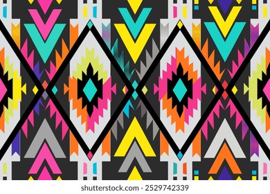 Native Navajo American Southwestern  Seamless Pattern Textile Fabric Tribal Southwest Aztec navajo culture , Yellow, red,  color for wallpaper,decoration,fashion,background ,carpet, rug,blanket,pillow