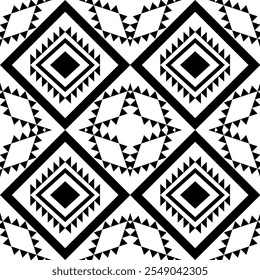 Native Navajo American Southwestern  seamless Pattern Textile Fabric motif bohemian Tribal Southwest Aztec navajo culture american indian repeat White black for wallpaper,decoration,fashion,background