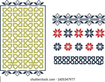 Native Oriental Palestinian Winter pattern Elements for Carpet and Traditional Cloth Design