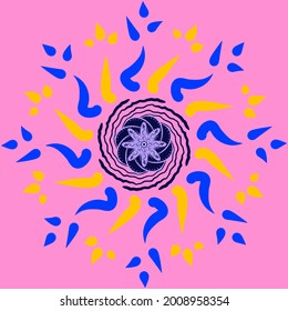 Native oriental pattern with new fresh colors. Round mandala. Vector pattern waves.