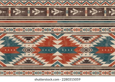 Native pattern american tribal indian ornament pattern geometric ethnic textile texture tribal aztec pattern navajo mexican fabric seamless Vector decoration fashion