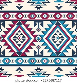 Patrón nativo patrón de ornamento indio tribal americano textura geométrica étnica textil tribal azteca patrón tejido navajo mexicano sin costuras Vector decoración moda