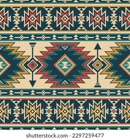 Native pattern american tribal indian ornament pattern geometric ethnic textile texture tribal aztec pattern navajo mexican fabric seamless Vector decoration fashion