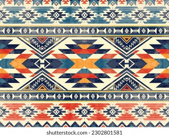 Native pattern american tribal indian ornament pattern geometric ethnic textile texture tribal aztec pattern navajo mexican fabric seamless Vector decoration fashion