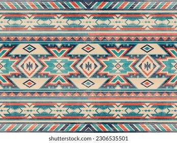 Patrón nativo patrón de ornamento indio tribal americano textura geométrica étnica textil tribal azteca patrón tejido navajo mexicano sin costuras Vector decoración moda