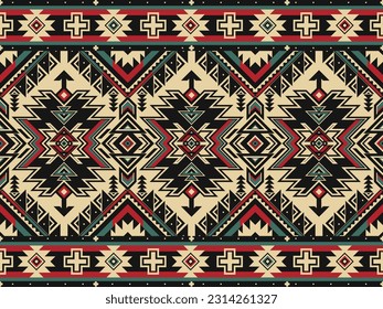 Native pattern american tribal indian ornament pattern geometric ethnic textile texture tribal aztec pattern navajo mexican fabric seamless Vector decoration fashion