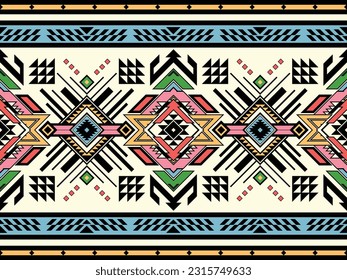 Patrón nativo patrón de ornamento indio tribal americano textura geométrica étnica textil tribal azteca patrón tejido navajo mexicano sin costuras Vector decoración moda