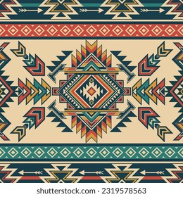 Patrón nativo patrón de ornamento indio tribal americano textura geométrica étnica textil tribal azteca patrón tejido navajo mexicano sin costuras Vector decoración moda